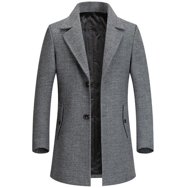 

thoshine brand winter jacket man trench coat turn down collar wool thick coats man slim warm wool blend casual outwear jackets, Tan;black