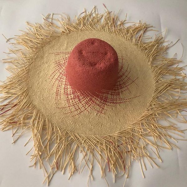 

wide brim hats casual handmade women straw sun hat large girl natural raffia panama beach caps for holiday, Blue;gray