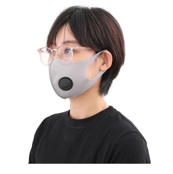 

face mask mouth mask with valve cover pm2.5 respirator dustproof anti dust washable reusable ice silk cotton masks dhl