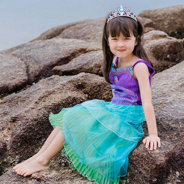 

mermaid sve children's 2020 new short princs pure cotton halloween girl's drs ej8r, Red;yellow