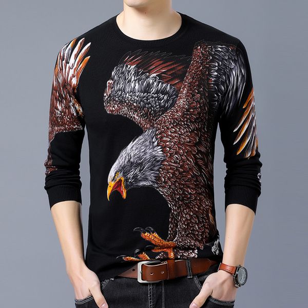 

2020 gold eagle luxo print pullver erkek kazak fashion club party men's clothes trui heren nightgown 6pzr, White;black