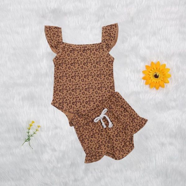 

* summer outfits newborn infant baby boys girls ribbed leopard print romper short outfits set infant clothing baby, White