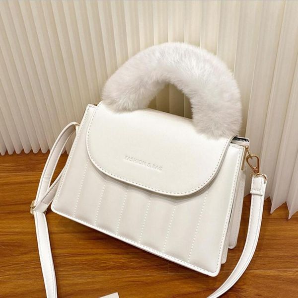 

shoulder bags elegant female plush tote bag 2021 fashion quality pu leather women's designer handbag high capacity messenger