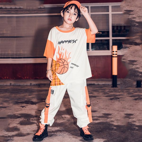 

boys hip hop dance clothing streetwear basketball t-shirt kids pant suit costume sport drum performance children hip hop 349, Black;red