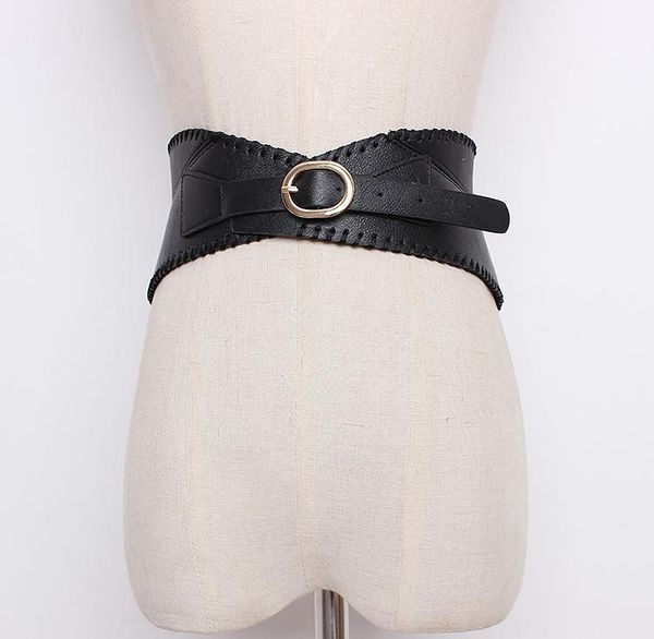 

women's runway fashion pu leather cummerbunds female dress corsets waistband belts decoration wide belt r1363, Black;brown