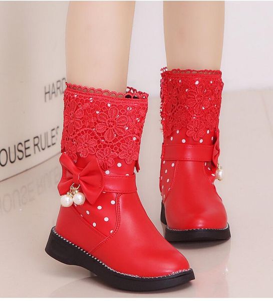 

skhek girls new autumn winter fashion princess soft sneakers child snow boots spring pu leather children shoes kids, Black;red