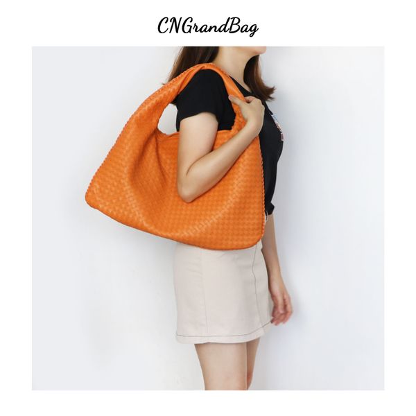 

luxury genuine big capacity tote women weave leather hobo colorful fashion handbag zipper shoulder bag c0121