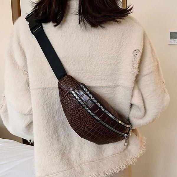 

crocodile belt bag waist packs for women designer bag retro women pu leather chest fanny pack sac banana femme