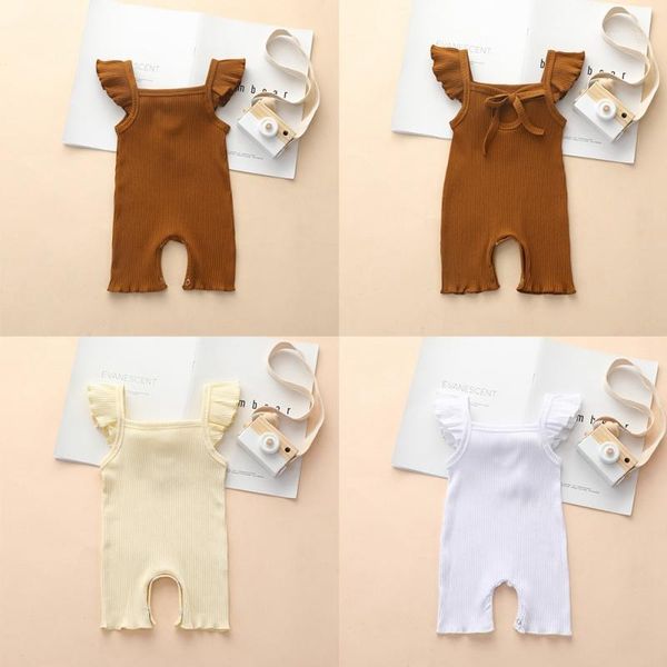 

new 0-24m summer solid rompers newborn infant baby girl boy outfit cotton romper jumpsuit kids sleevless casual clothes1, Blue