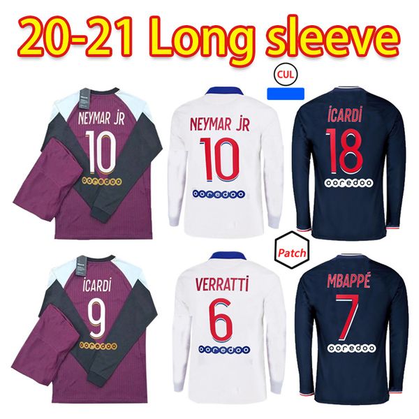 

2021 long sleeve soccer jersey mbappe verratt marquinhos kimpembe di maria kean football jersey soccer men shirt and kids sets, Black;yellow