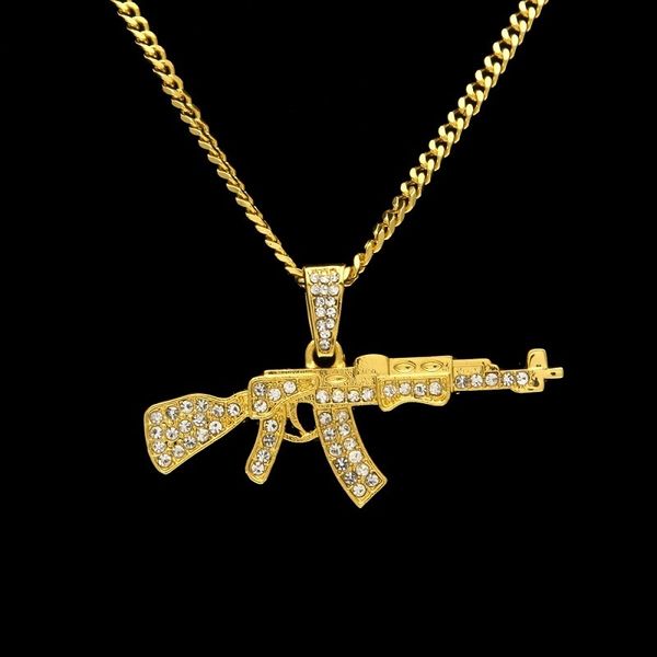 

out new pendant ak47 mens for iced fashion hip hop jewelry gold cuban link chain necklace, Silver