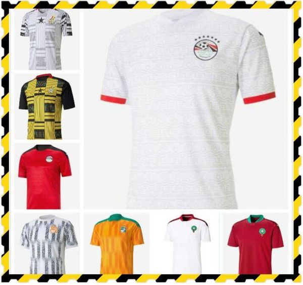 

new 2020 2021 egypt soccer jersey m. salah home red away white 20 21 kahraba a. hegazi ramadan uniforms jerseys footbal shirts, Black;yellow
