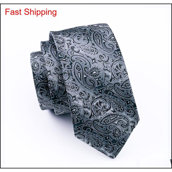 

fast shipping mens ties black paisley silk tie hanky cufflinks set jacquard woven business fashion accessories nec qylfeh bdehome, Black;blue