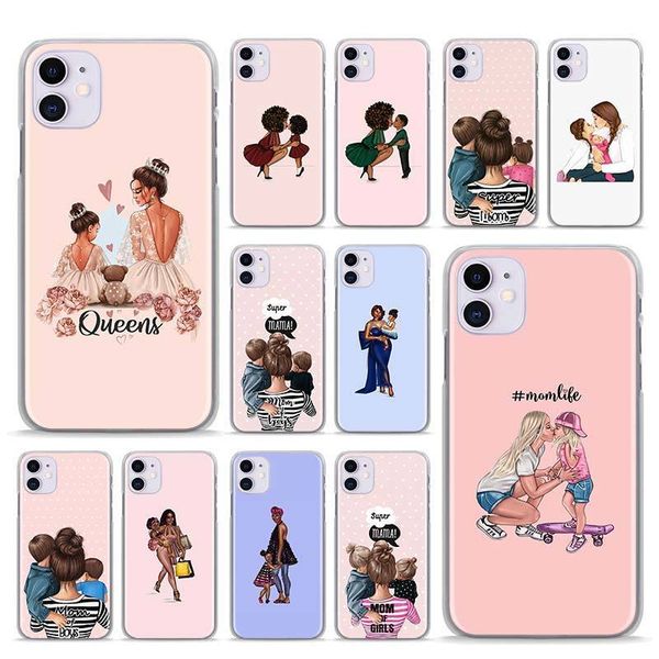 

43fgwomen black girl baby mom phone case for iphone 11 12 pro se 2020 x xs max xr 7 7plus 8 8plus 6 6s plus back cover coque