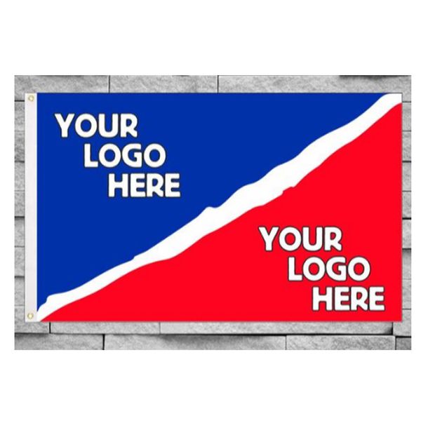 Benutzerdefinierte Flaggen, günstig, 100 % Polyester, 90 x 150 cm, Digitaldruck, heiße Verkäufe, hochwertige Werbung im Innen- und Außenbereich mit Logo