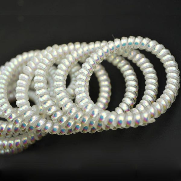 

women white colorful rubber rope elastic hairbands spiral hair ties headwear telephone wire line headband q qylnmd