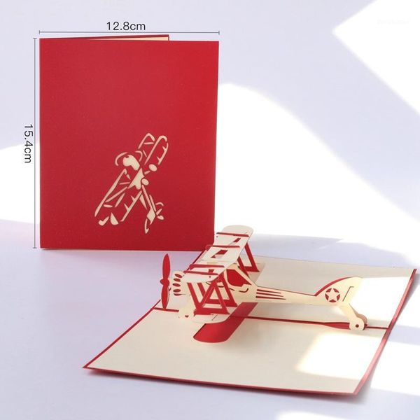 

greeting cards creative three-dimensional card graduation handmade paper carving postcard airplane model1
