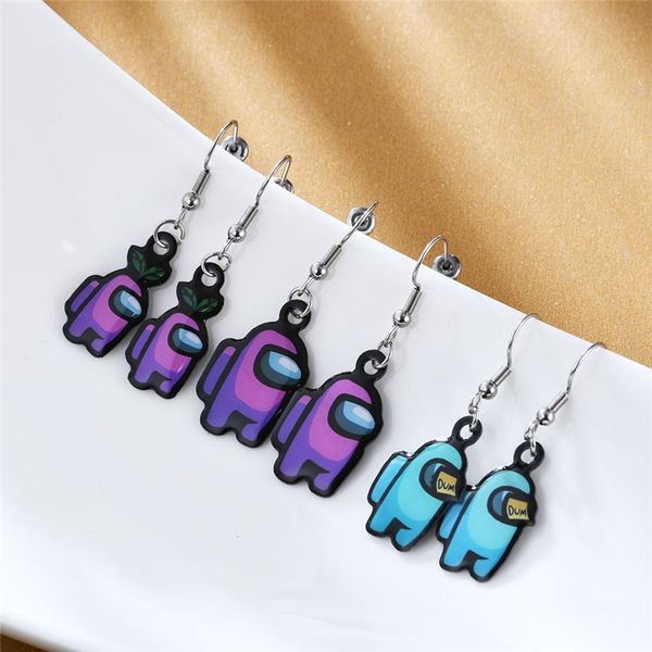 

game among us earrings women girls cartoon anime cosplay earrings cute game among us long drop party valentines day earrings e122402, Red;brown