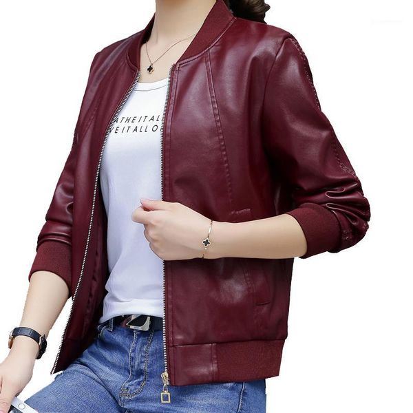 

short small jacket female 2020 autumn winter spring new style plus size leather women korean wild leather jackets overcoat1, Black