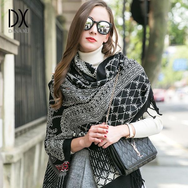 

scarf echarp cashmere wrap shawl winter scarf ladies scarves tassels long blanket bandana face shield, Blue;gray
