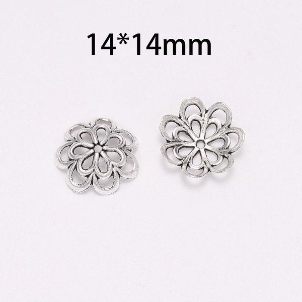 

20pcs lot 14mm 8 petals hollow double flower loose sparer apart end bead caps for diy jewelry making findings h jllyhh, Silver