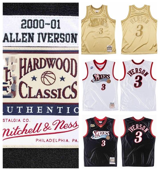 

allen iverson mitchell & ness philadelphia 76ers hardwoods classics 2001-02 authentic jersey road finals, Black;red