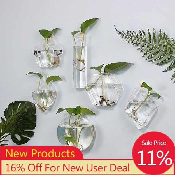

vases wall hanging glass flower vase fish tank aquarium container hydroponic potted plant pot wedding garden home decoration1