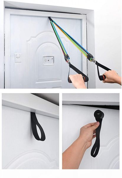 

quality11pcs set 150 lbs pull resistance bands set yoga exercise fitness band rubber loop tube bands gym pilates home body workout