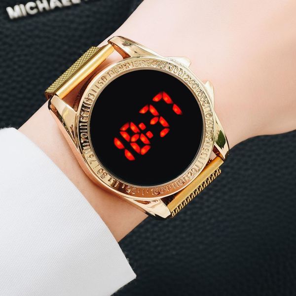 

luxury 2020 women electronic watch digital watches magnet buckle strap ladies led watch female digital watches clock zegarek damski fashion, Slivery;brown