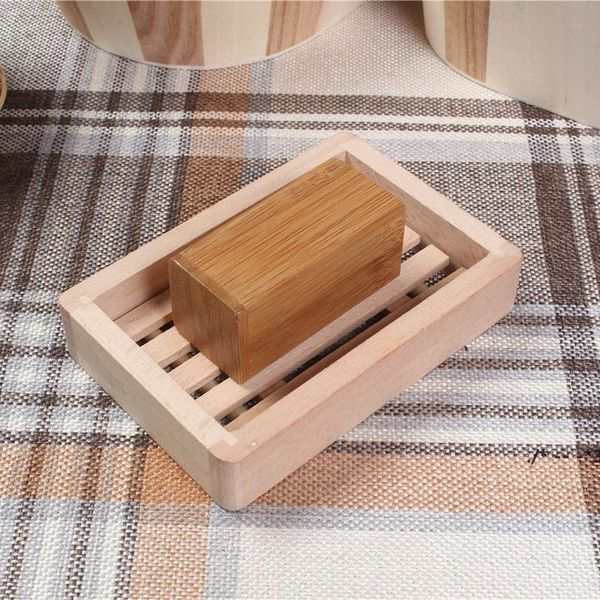 Натуральный деревянный держатель для мыла квадратная дренажная мыльная коробка для хранения стойки пластины коробки контейнерные душевые комнаты RRB14078