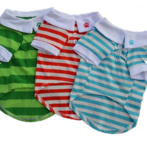 

dog shirt sell new cute dog puppy t shirt clothes lapel stripe cotton pet clothes