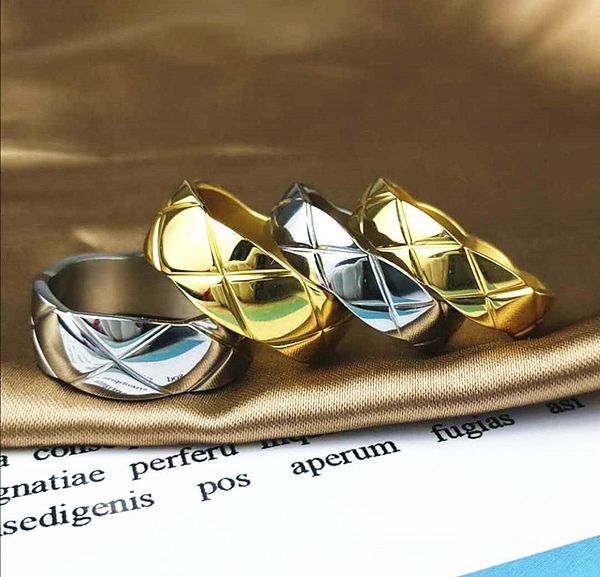 

small fragrance style diamond plaid ring female high-end cold wind index finger ring male couple pair ring jewelry cx220314, Silver