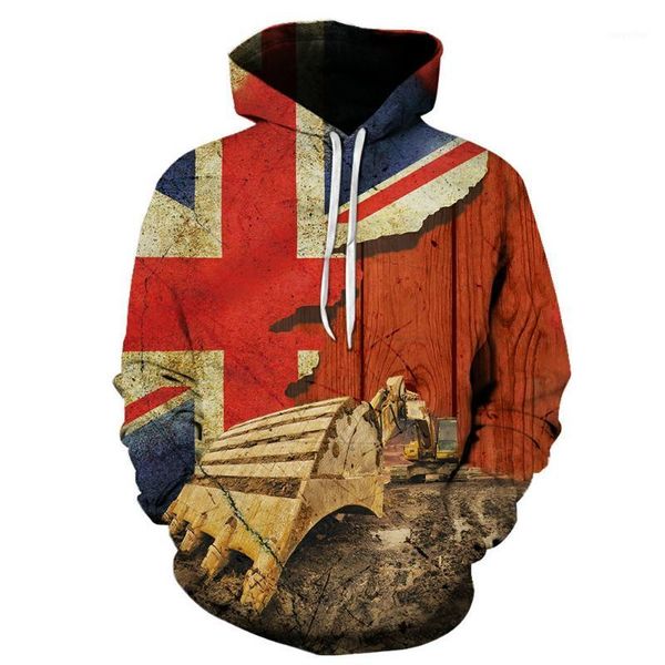 

new fashion 3d print hoodies funny hoodies excavator print tyle pullover sleeve streetwear sweatshirt hoodie1, Black