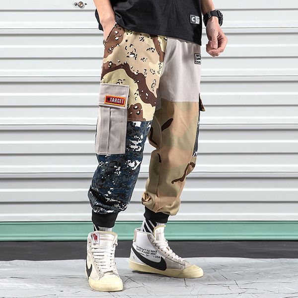 

2021 new patchwork cargo men multi-pocket joggers pants military overalls japanese harajuku streetwear trousers gnzj, Black