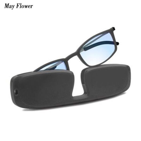 

may flower anti-blue computer reading glasses ultra-thin square presbyopic eyewear with case light reading glasses for men&wome, White;black