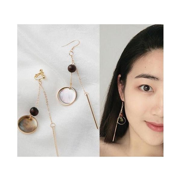 

minimalist hand made natural sea butterfly shell earrings logs long earrings geometric earless ea sqcahn new_dhbest, Silver