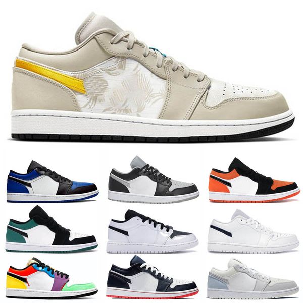 

men women 1s basketball shoes new 1 low chicago trainers mens black active fuchisia royal toe multicolor womens outdoor sports sneakers