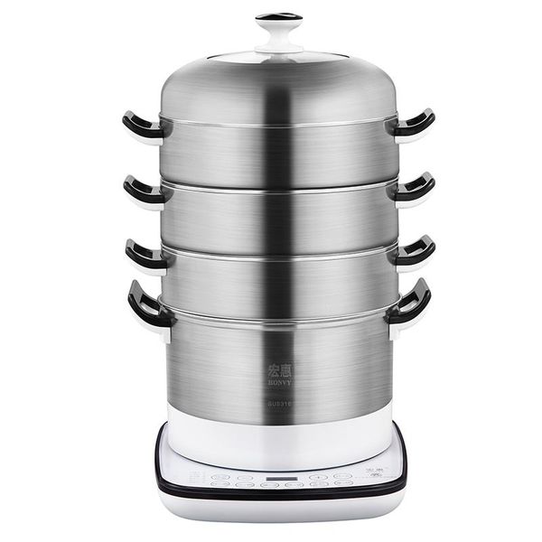 

electric skillets 220v multifunction steaming pot machine automatic 4 layers stainless steel steamer multi cooker steamed eu/au/
