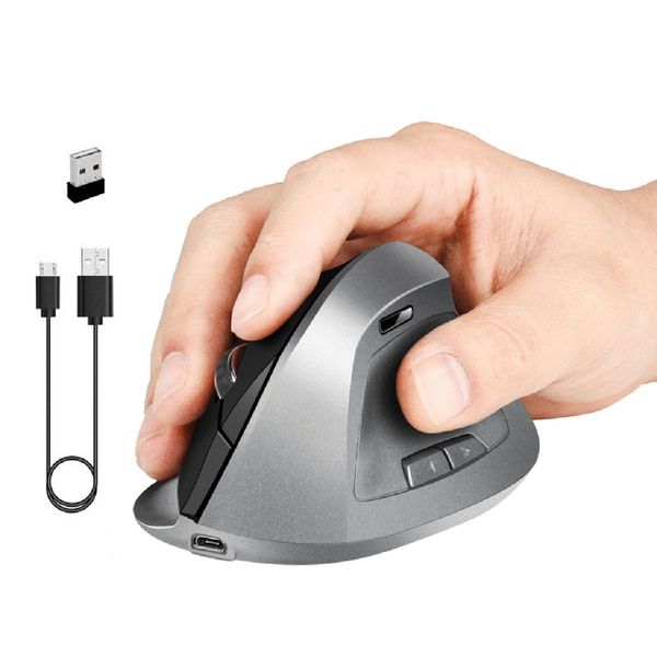

6 buttons ergonomic wireless mouse 1600dpi usb rechargeable 2.4ghz optical vertical mice for pc lapdesknotebook
