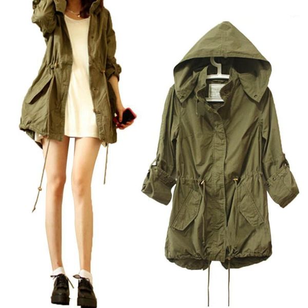 

women winter warm army green parka trench hooded coat jacket1, Black;brown