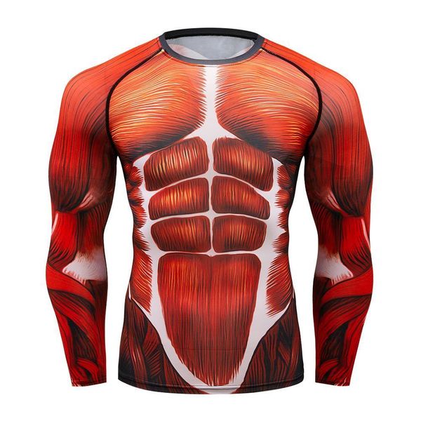

rashguard сжатие рубашки с длинными рукавами футболки мужчины 3d мышцы фитнес bjj mma колготки bodybuild cross fit быстрая сухая вершина, Black