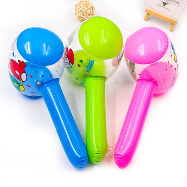 

cute inflatable 2pcs cartoon new hammer air hammer with bell kids children blow up noise maker toys color random