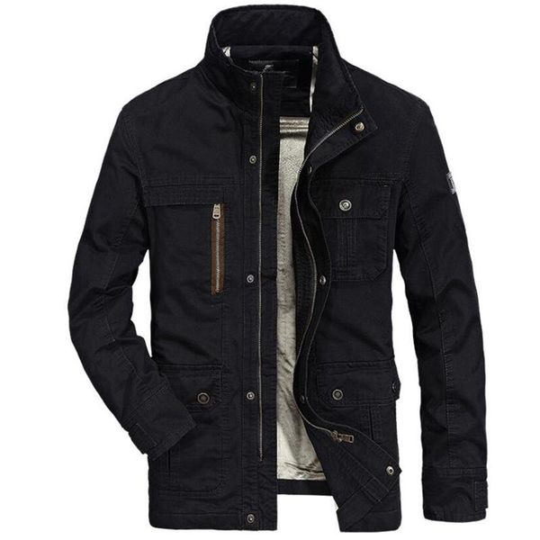 

2021 winter warm jacket men parkas cotton fleece coats autumn fashion multi-pocket bomber cargo jacket plus size 5xl, Black;brown
