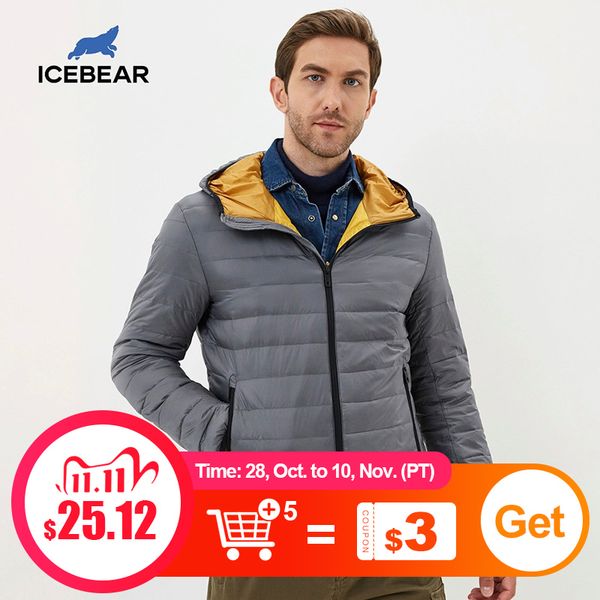 

icebear new lightweight men's down coat stylish casual men jacket male hooded jacket brand men clothing mwy19998d 201104, Black