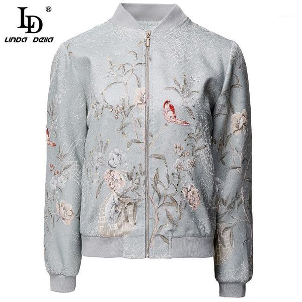 

ld linda della fashion designer autumn jackets women long sleeve beading flowers animals jacquard vintage coat1, Black;brown