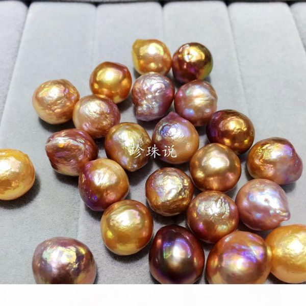 

wholesale 2018 diy beads unusual yellow purple baroque edison natural big pearl 9-10mm loose beads of pearl accessories ing, White