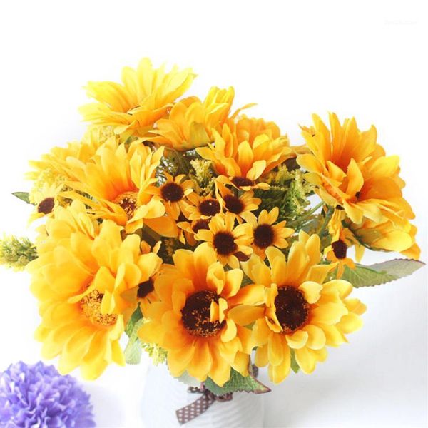 

decorative flowers & wreaths artificial silk sunflower for home decoration yellow big fake fabric flower heads wedding bouquet small decor1