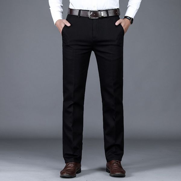

autumn and winter business men's elastic black trousers casual pants loose straight tube middle aged dad men's casual pants do not, Blue