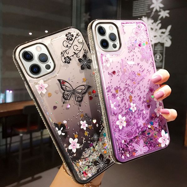 

luxury design liquid quicksand glitter rhinestone phone case for iphone 12 mini pro max 11 xr xs max 8 7 6 plus se