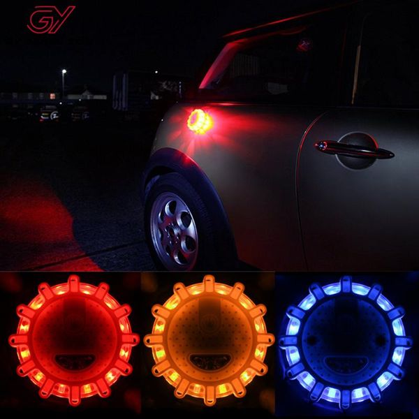 

15led emergency car lights road flares warning night lights roadside disc beacon red blue led road led light policia